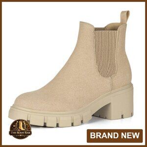 Women's Chelsea Boots Lug Sole Chunky Heel Slip On Ankle Booties